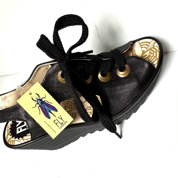 38 Fly London Ylva Wedge Lace-Up Leather Sandal Shoe 38 - Picture 4 of 7